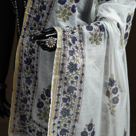 Sanganeri Hand Block Print Chanderi Silk Dupatta 56