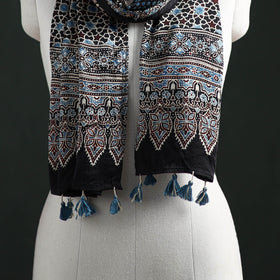 Modal Silk Ajrakh Hand Block Print Natural Dyed Stole 20