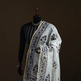 Sanganeri Hand Block Print Chanderi Silk Dupatta 56