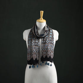 Modal Silk Ajrakh Hand Block Print Natural Dyed Stole 20
