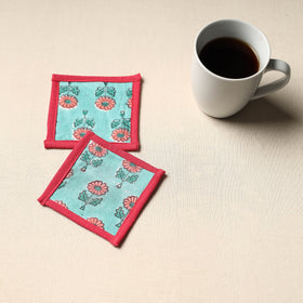 Green Handmade Cotton Coasters (Set of 2)