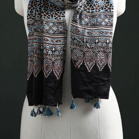 Modal Silk Ajrakh Hand Block Print Natural Dyed Stole 21