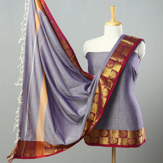 Purple - 3pc Dharwad Cotton Suit Material Set 59