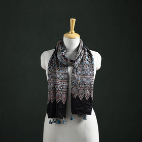Modal Silk Ajrakh Hand Block Print Natural Dyed Stole 21