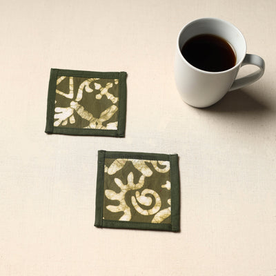 Green Handmade Cotton Coasters (Set of 2)