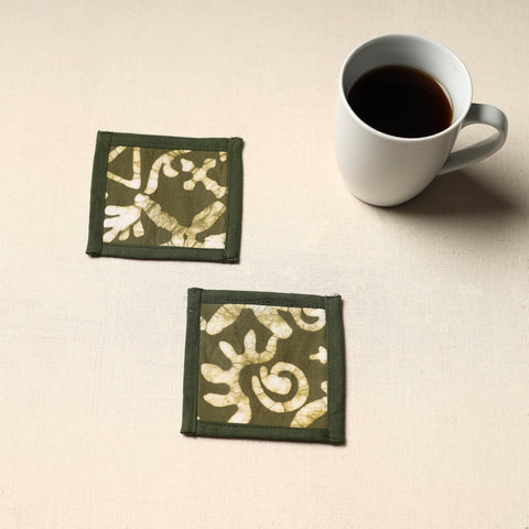 Green Handmade Cotton Coasters (Set of 2)