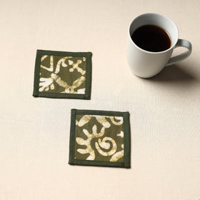 Green Handmade Cotton Coasters (Set of 2)