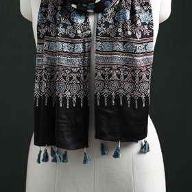 Modal Silk Ajrakh Hand Block Print Natural Dyed Stole 22