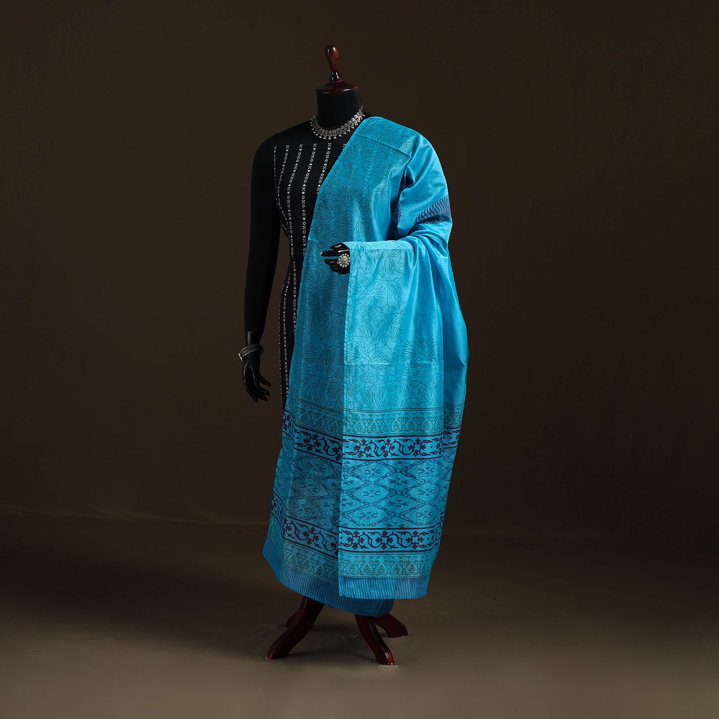 Sanganeri Hand Block Print Chanderi Silk Dupatta 57