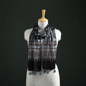 Modal Silk Ajrakh Hand Block Print Natural Dyed Stole 22