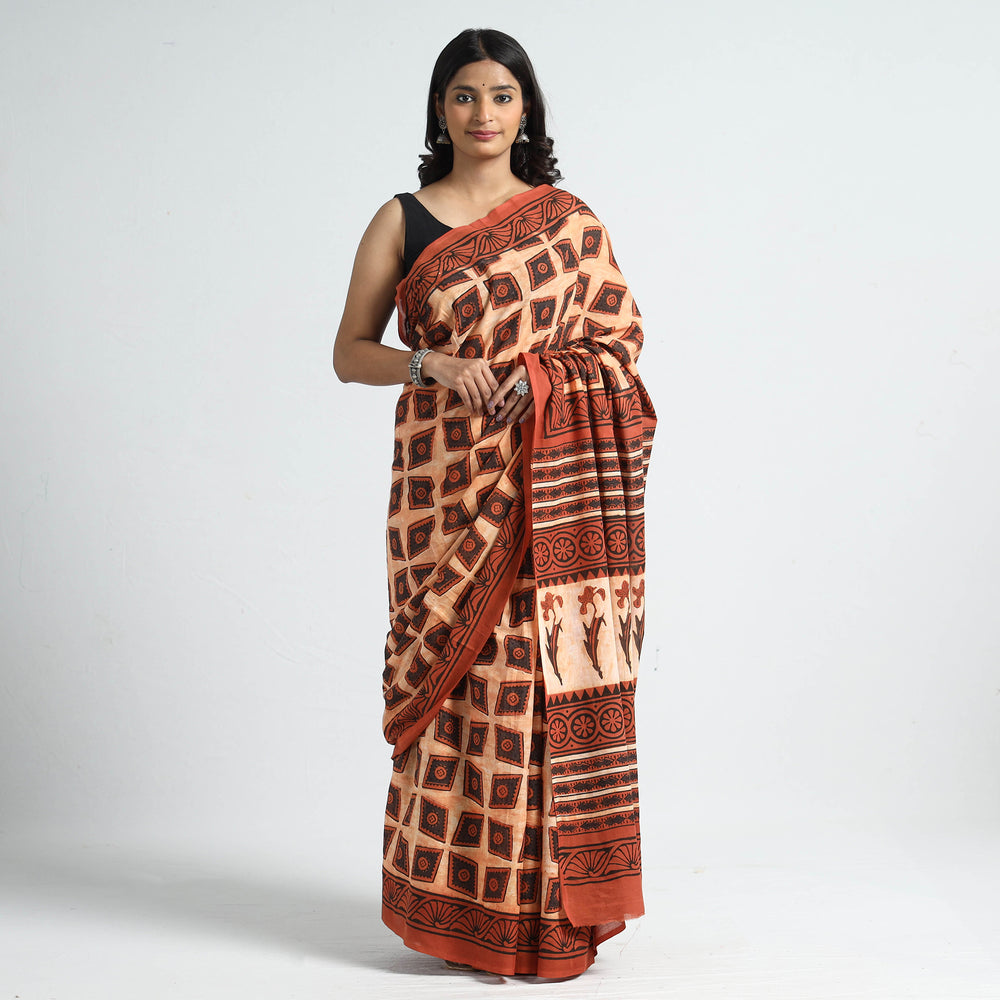 ajrakh cotton saree