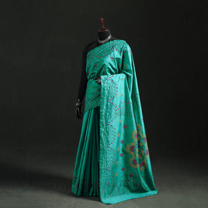 Green - Hand Embroidered Silk Saree 28
