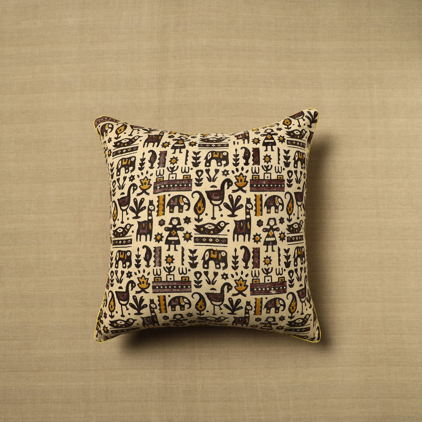 Off White - Kalamkari Printed Cushion Cover 32