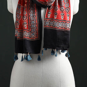Modal Silk Ajrakh Hand Block Print Natural Dyed Stole 23