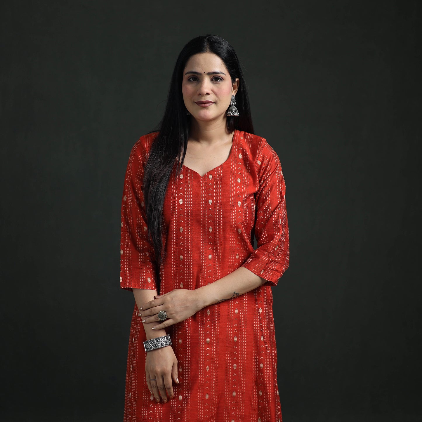 Spun Dupion Viscose Silk Thread Buti Straight Kurta with Palazzo Set for women 05