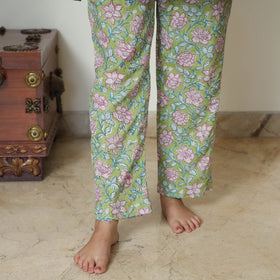 Green - Sanganeri Block Printed Cotton Night Suit Set 22