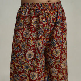 Buy Red Flared Cotton Block Print Kalamkari Kurta Set