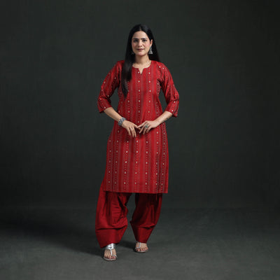Spun Dupion Viscose Silk Thread Buti Straight Kurta with Salwar Set for women 07