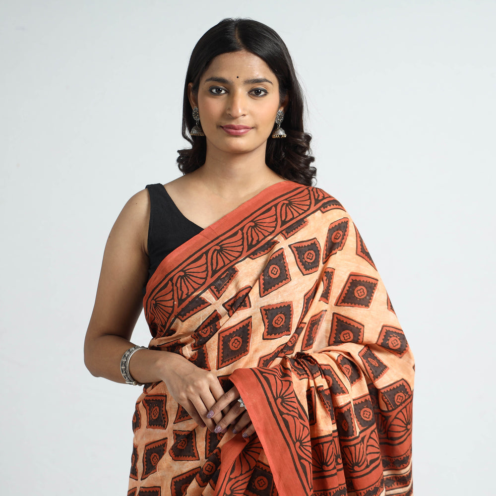 ajrakh cotton saree