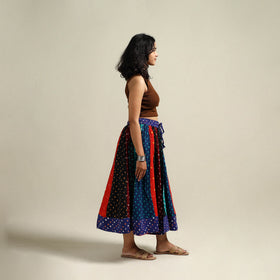 Multicolor - Bandhani Tie-Dye Patchwork Cotton Short Skirt 50