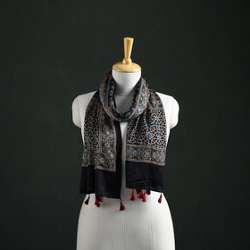 Modal Silk Ajrakh Hand Block Print Natural Dyed Stole 26