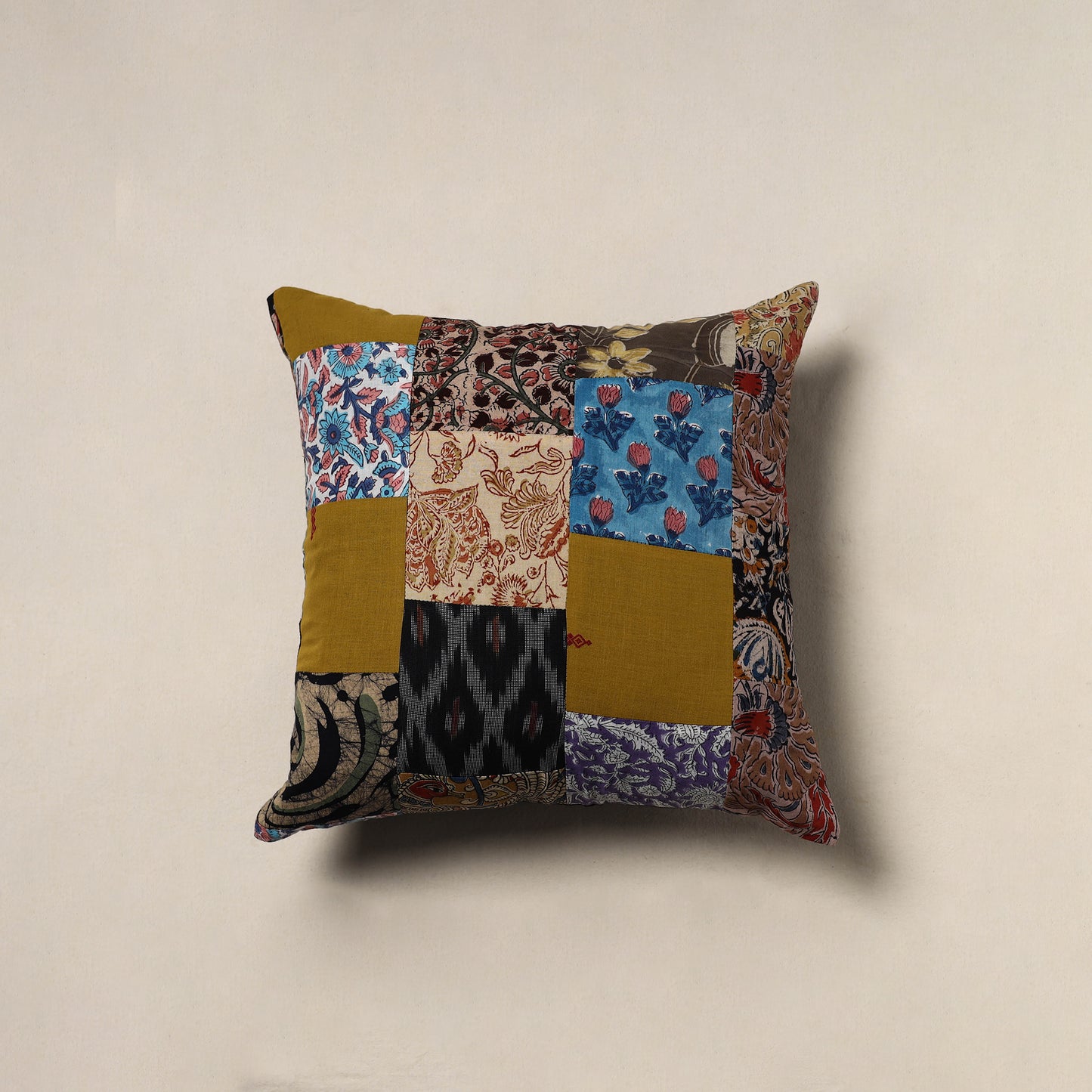 Handcrafted Patchwork Cushion Cover (16 x 16 in) 10