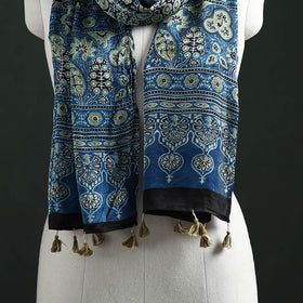 Modal Silk Ajrakh Hand Block Print Natural Dyed Stole 27