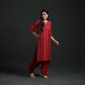 Spun Dupion Viscose Silk Thread Buti Straight Kurta with Salwar Set for women 07