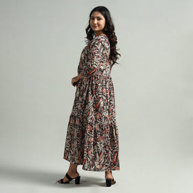 Black - Kalamkari Printed Tiered Cotton Dress