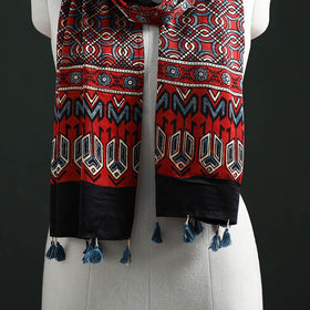 Modal Silk Ajrakh Hand Block Print Natural Dyed Stole 28