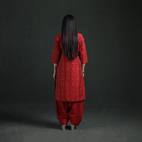 Spun Dupion Viscose Silk Thread Buti Straight Kurta with Salwar Set for women 07