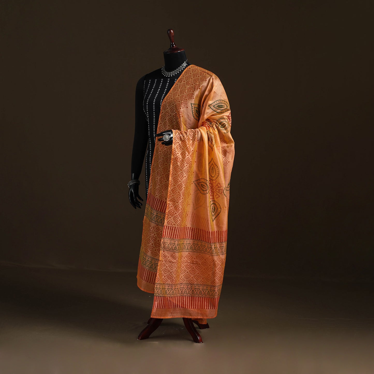 Sanganeri Hand Block Print Chanderi Silk Dupatta 59