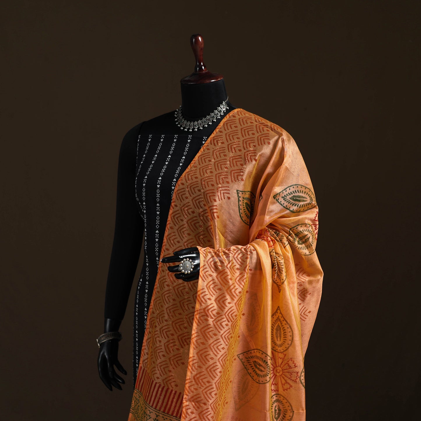 Sanganeri Hand Block Print Chanderi Silk Dupatta 59