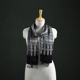 Modal Silk Ajrakh Hand Block Print Natural Dyed Stole 29
