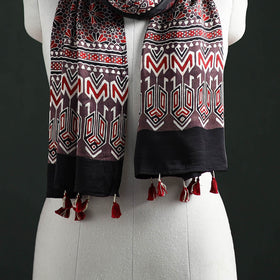 Modal Silk Ajrakh Hand Block Print Natural Dyed Stole 30