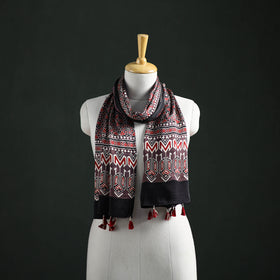 Modal Silk Ajrakh Hand Block Print Natural Dyed Stole 30
