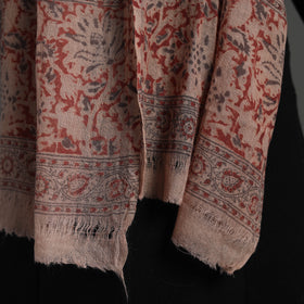 Red Block Print Pedana Kalamkari Wool Stole