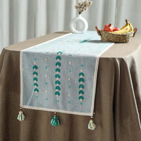 Grey - Tribal Hand Embroidered Table Runner by Kamli 06