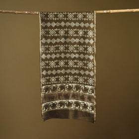Brown -  Pipad Hand Block Print Natural Dyed Chanderi Silk Handloom Stole 16
