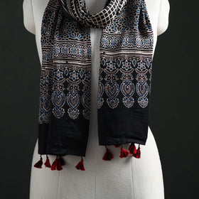 Modal Silk Ajrakh Hand Block Print Natural Dyed Stole 32