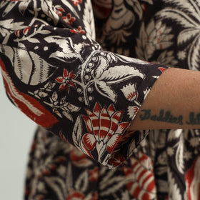 Black - Kalamkari Printed Tiered Cotton Dress