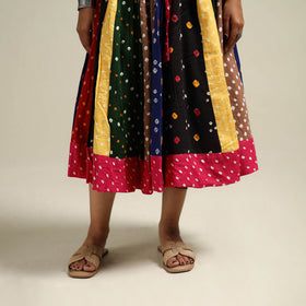 Multicolor - Bandhani Tie-Dye Patchwork Cotton Short Skirt 51