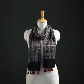 Modal Silk Ajrakh Hand Block Print Natural Dyed Stole 32