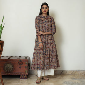 Buy Hand Block Print Cotton A-Line Kalamkari Kurta For Women