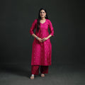 Spun Dupion Viscose Silk Thread Buti Straight Kurta with Palazzo Set for women 01