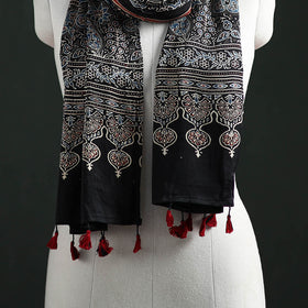 Modal Silk Ajrakh Hand Block Print Natural Dyed Stole 33