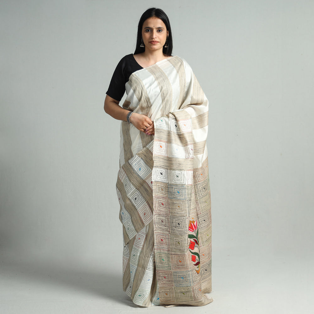 Kantha Embroidery Saree 