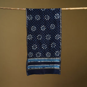 Blue - Pipad Hand Block Print Natural Dyed Chanderi Silk Handloom Stole 19