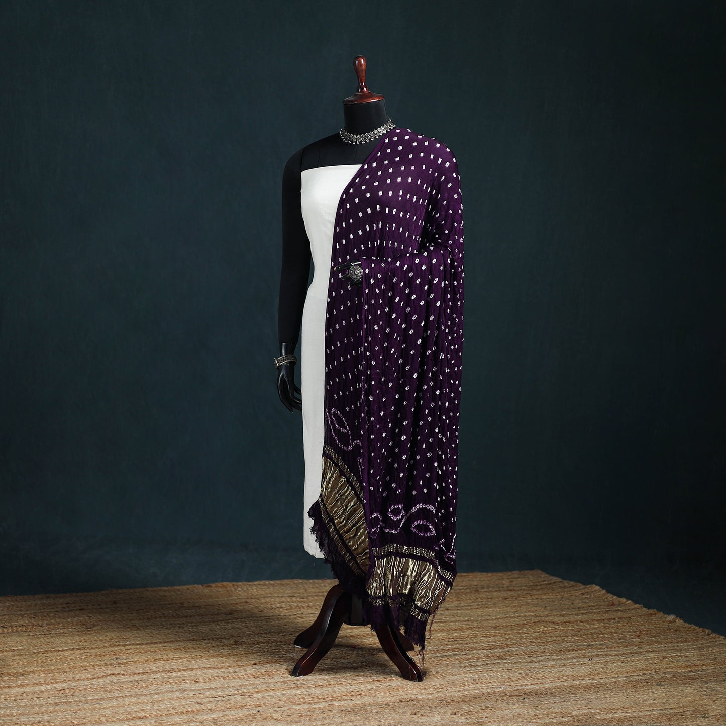 Kutch Lagdi Patta Border Modal Silk Bandhani Dupatta 01