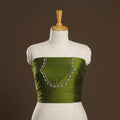 Green - zardozi hand embroidery slub silk plain blouse